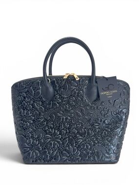 Giorgio Costa NWT Black Embossed Leather Satchel